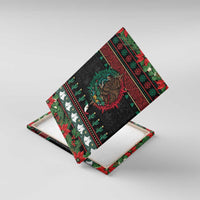 Mexican Christmas Canvas Wall Art Feliz Navidad Aztec Eagle Emblem and Poinsettia - Wonder Print Shop