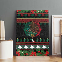Mexican Christmas Canvas Wall Art Feliz Navidad Aztec Eagle Emblem and Poinsettia - Wonder Print Shop