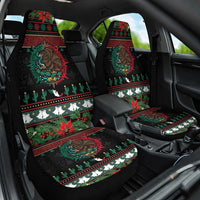 Mexican Christmas Car Seat Cover Feliz Navidad Aztec Eagle Emblem and Poinsettia - Wonder Print Shop