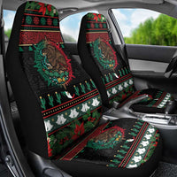 Mexican Christmas Car Seat Cover Feliz Navidad Aztec Eagle Emblem and Poinsettia - Wonder Print Shop