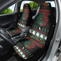 Mexican Christmas Car Seat Cover Feliz Navidad Aztec Eagle Emblem and Poinsettia - Wonder Print Shop