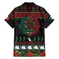 Mexican Christmas Family Matching Short Sleeve Bodycon Dress and Hawaiian Shirt Feliz Navidad Aztec Eagle Emblem and Poinsettia - Wonder Print Shop