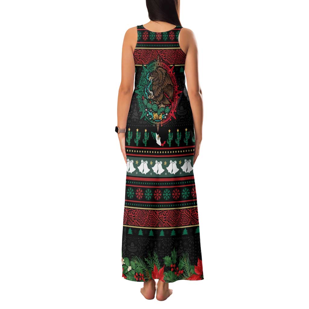 Mexican Christmas Family Matching Tank Maxi Dress and Hawaiian Shirt Feliz Navidad Aztec Eagle Emblem and Poinsettia - Wonder Print Shop
