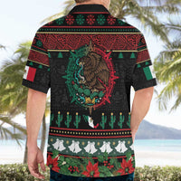 Mexican Christmas Hawaiian Shirt Feliz Navidad Aztec Eagle Emblem and Poinsettia - Wonder Print Shop