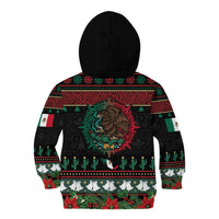 Mexican Christmas Kid Hoodie Feliz Navidad Aztec Eagle Emblem and Poinsettia - Wonder Print Shop