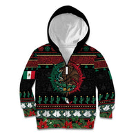 Mexican Christmas Kid Hoodie Feliz Navidad Aztec Eagle Emblem and Poinsettia - Wonder Print Shop