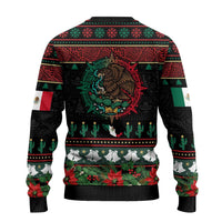 Mexican Christmas Ugly Christmas Sweater Feliz Navidad Aztec Eagle Emblem and Poinsettia - Wonder Print Shop