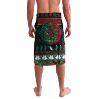 Mexican Christmas Lavalava Feliz Navidad Aztec Eagle Emblem and Poinsettia - Wonder Print Shop