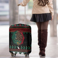 Mexican Christmas Luggage Cover Feliz Navidad Aztec Eagle Emblem and Poinsettia - Wonder Print Shop