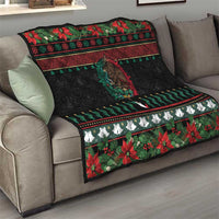 Mexican Christmas Quilt Feliz Navidad Aztec Eagle Emblem and Poinsettia - Wonder Print Shop