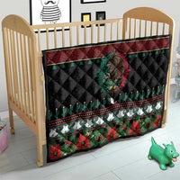 Mexican Christmas Quilt Feliz Navidad Aztec Eagle Emblem and Poinsettia - Wonder Print Shop