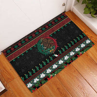 Mexican Christmas Rubber Doormat Feliz Navidad Aztec Eagle Emblem and Poinsettia - Wonder Print Shop