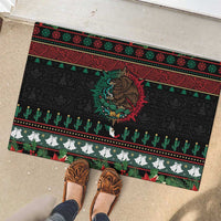 Mexican Christmas Rubber Doormat Feliz Navidad Aztec Eagle Emblem and Poinsettia - Wonder Print Shop