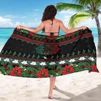 Mexican Christmas Sarong Feliz Navidad Aztec Eagle Emblem and Poinsettia - Wonder Print Shop