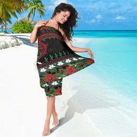 Mexican Christmas Sarong Feliz Navidad Aztec Eagle Emblem and Poinsettia - Wonder Print Shop