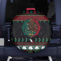 Mexican Christmas Spare Tire Cover Feliz Navidad Aztec Eagle Emblem and Poinsettia - Wonder Print Shop