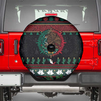 Mexican Christmas Spare Tire Cover Feliz Navidad Aztec Eagle Emblem and Poinsettia - Wonder Print Shop