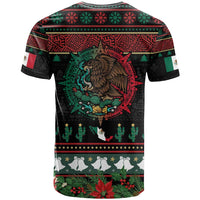 Mexican Christmas T Shirt Feliz Navidad Aztec Eagle Emblem and Poinsettia - Wonder Print Shop