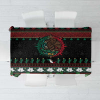 Mexican Christmas Tablecloth Feliz Navidad Aztec Eagle Emblem and Poinsettia - Wonder Print Shop