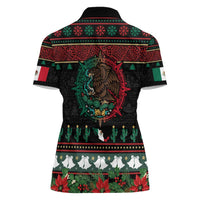 Mexican Christmas Women Polo Shirt Feliz Navidad Aztec Eagle Emblem and Poinsettia - Wonder Print Shop