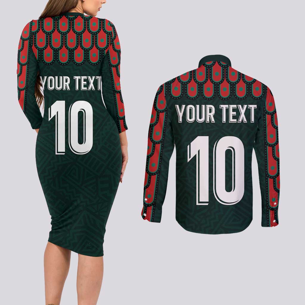 Custom Mexican Football Jersey Special Edition 2024 Couples Matching Long Sleeve Bodycon Dress and Long Sleeve Button Shirt - Wonder Print Shop
