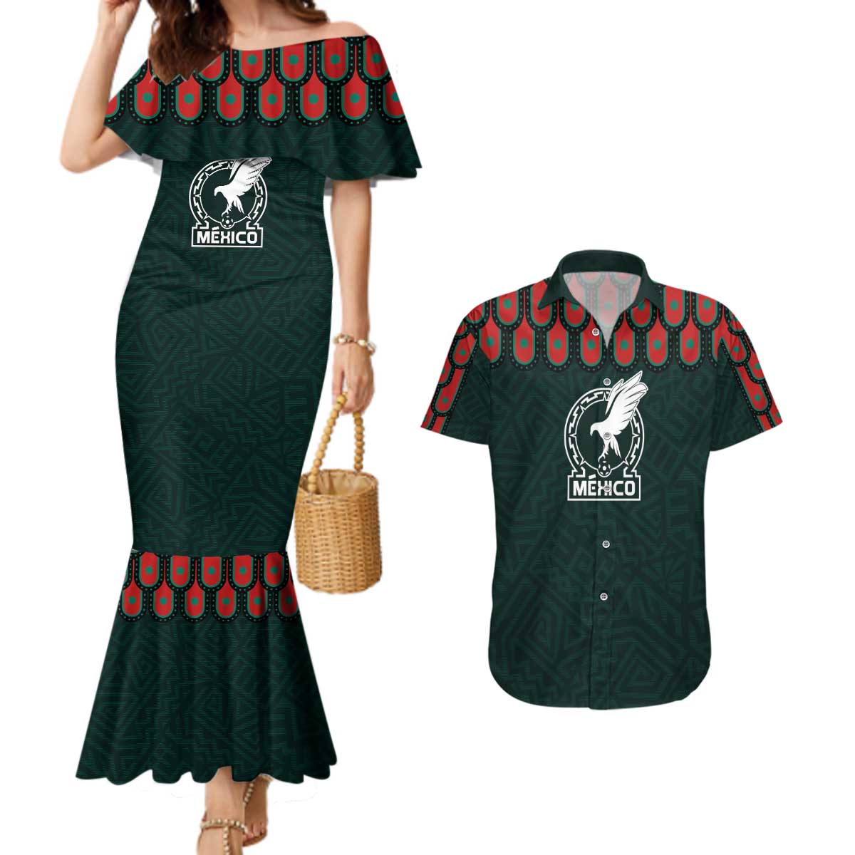 Custom Mexican Football Jersey Special Edition 2024 Couples Matching Mermaid Dress and Hawaiian Shirt - Wonder Print Shop
