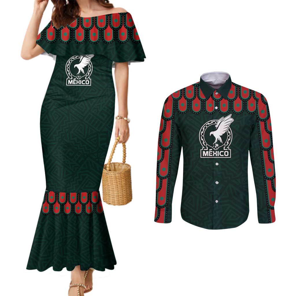 Custom Mexican Football Jersey Special Edition 2024 Couples Matching Mermaid Dress and Long Sleeve Button Shirt