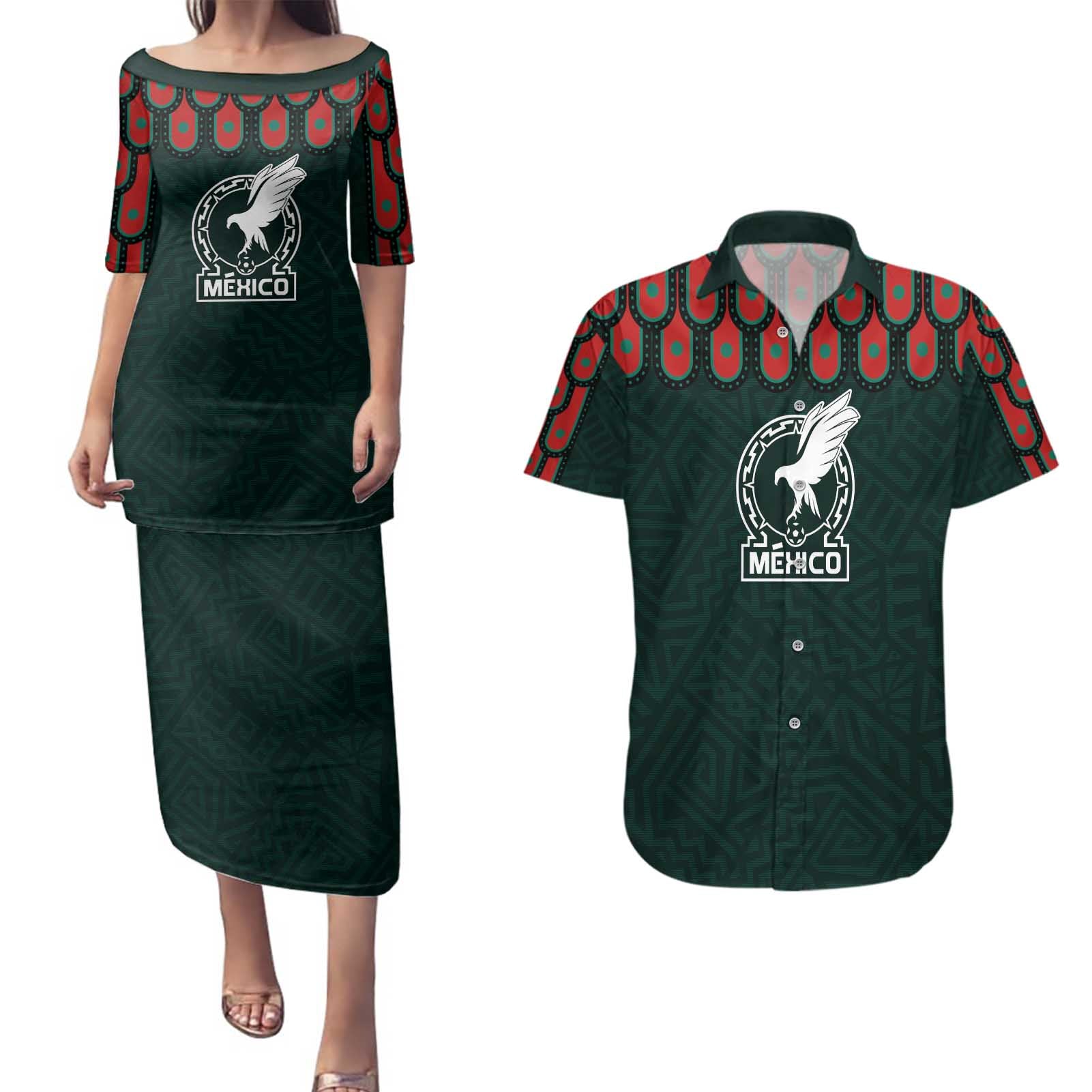 Custom Mexican Football Jersey Special Edition 2024 Couples Matching Puletasi and Hawaiian Shirt - Wonder Print Shop