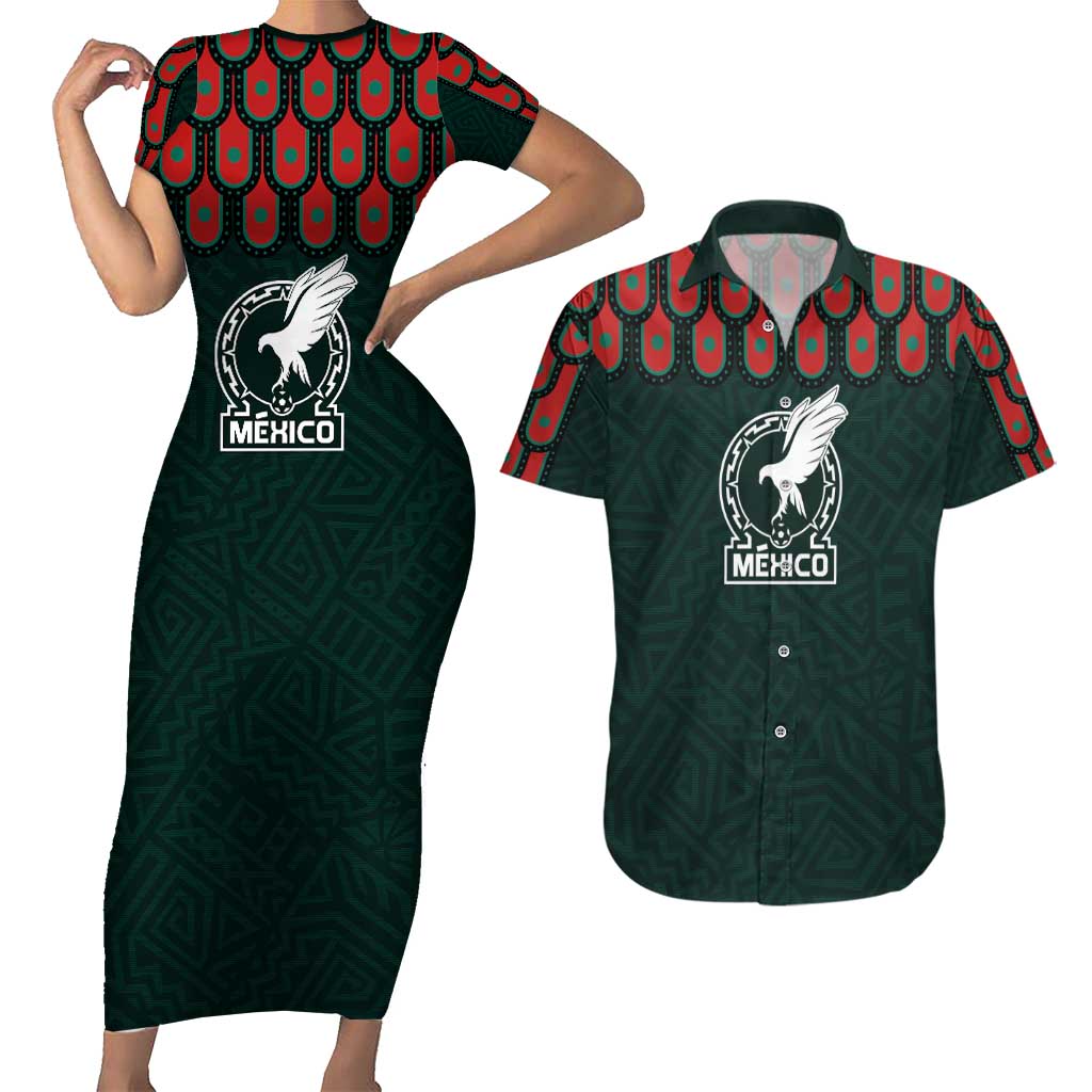 Custom Mexican Football Jersey Special Edition 2024 Couples Matching Short Sleeve Bodycon Dress and Hawaiian Shirt - Wonder Print Shop