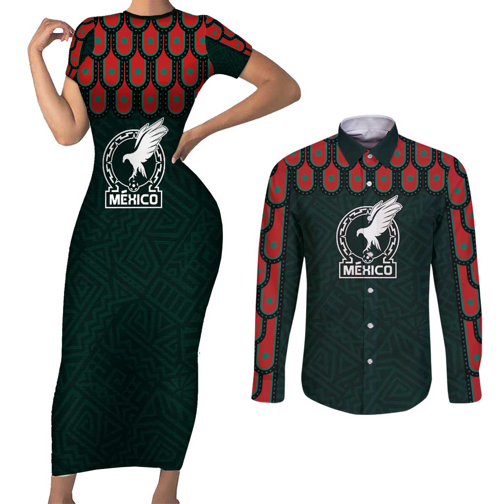 Custom Mexican Football Jersey Special Edition 2024 Couples Matching Short Sleeve Bodycon Dress and Long Sleeve Button Shirt - Wonder Print Shop