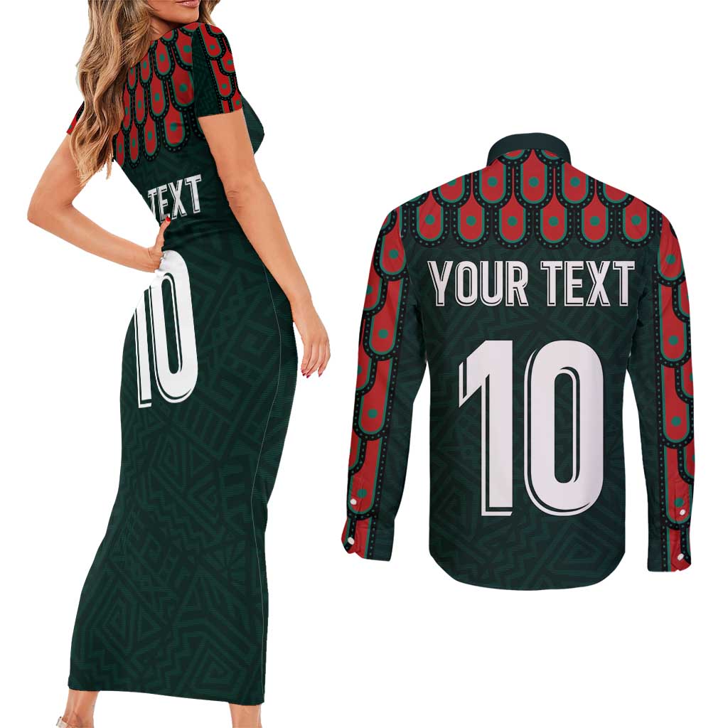 Custom Mexican Football Jersey Special Edition 2024 Couples Matching Short Sleeve Bodycon Dress and Long Sleeve Button Shirt - Wonder Print Shop