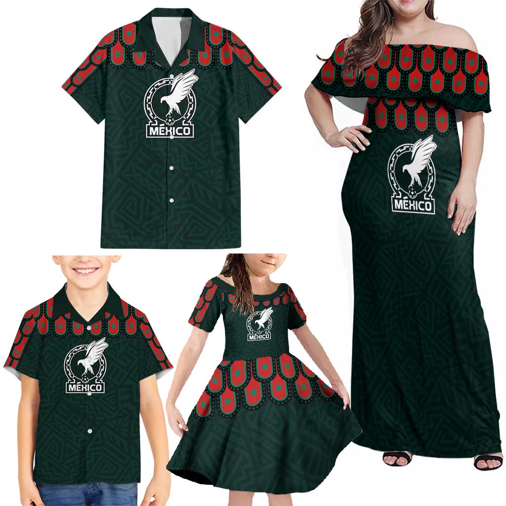 Custom Mexican Football Jersey Special Edition 2024 Family Matching Off Shoulder Maxi Dress and Hawaiian Shirt - Wonder Print Shop