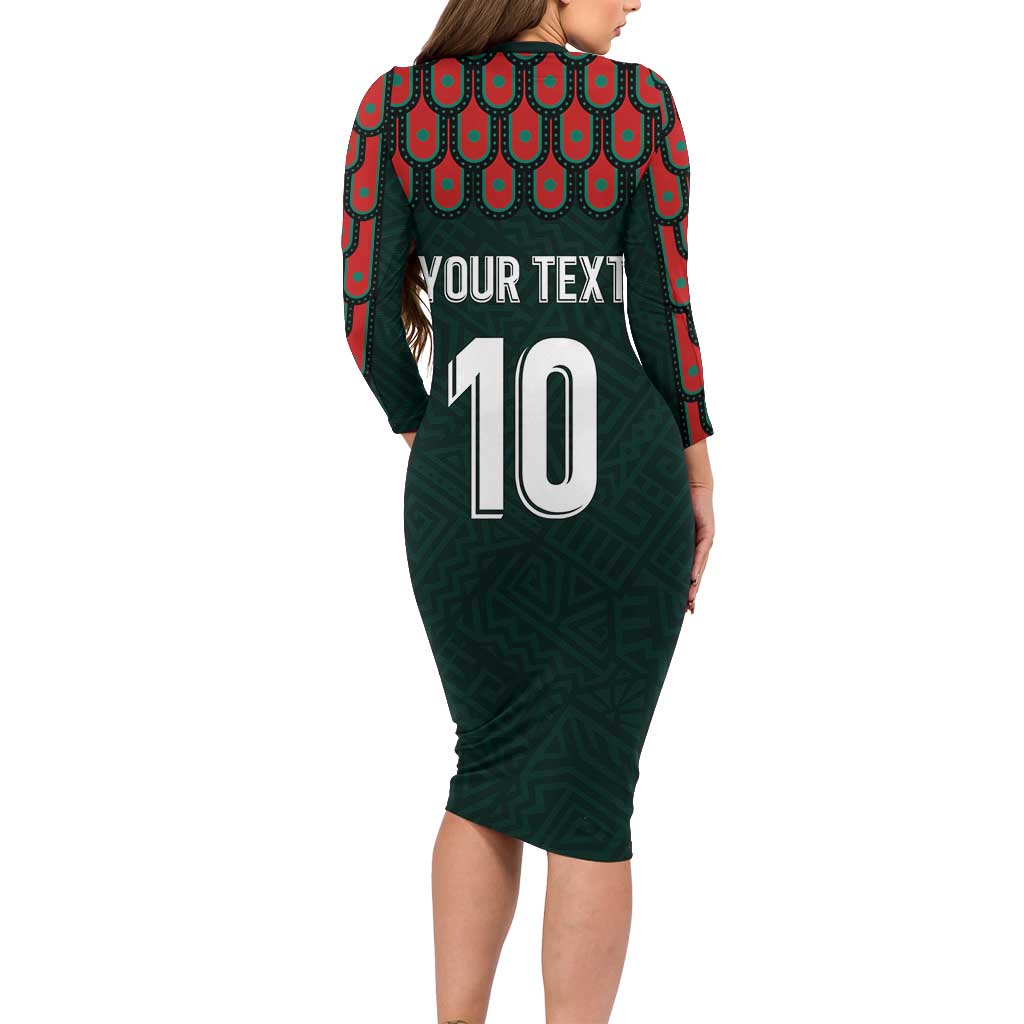 Custom Mexican Football Jersey Special Edition 2024 Long Sleeve Bodycon Dress - Wonder Print Shop