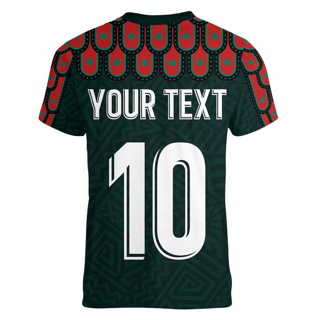 Custom Mexican Football Jersey Special Edition 2024 Women V-Neck T-Shirt - Wonder Print Shop