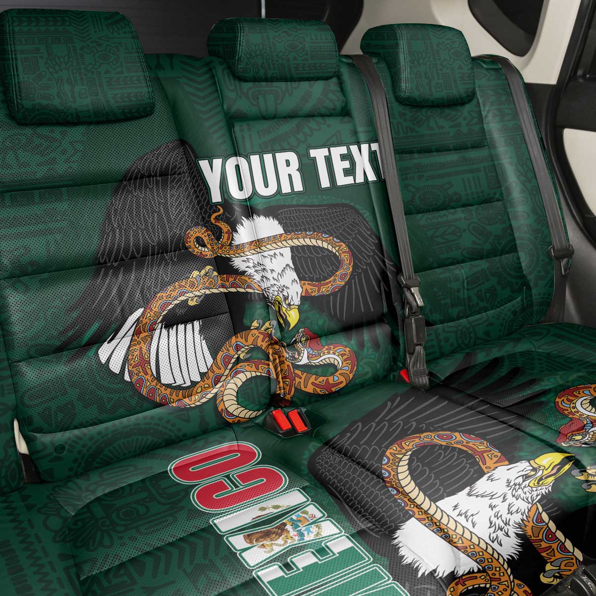 Personalized Mexican Culture Back Car Seat Cover Aztec Spirit Mexico with Eagle Emblem and Maya Ancient - Wonder Print Shop