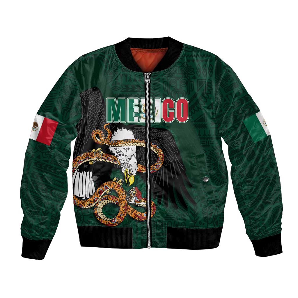 Personalized Mexican Culture Bomber Jacket Aztec Spirit Mexico with Eagle Emblem and Maya Ancient - Wonder Print Shop