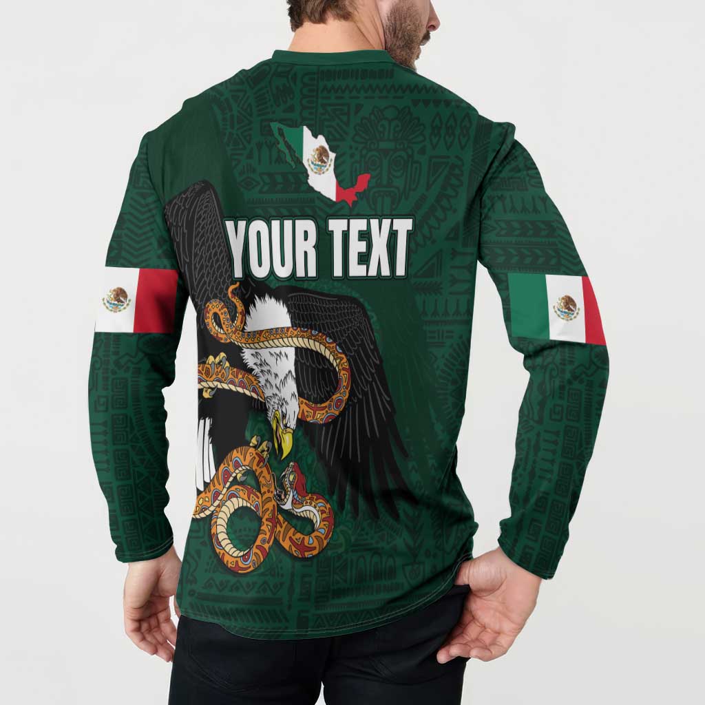 Personalized Mexican Culture Button Sweatshirt Aztec Spirit Mexico with Eagle Emblem and Maya Ancient - Wonder Print Shop