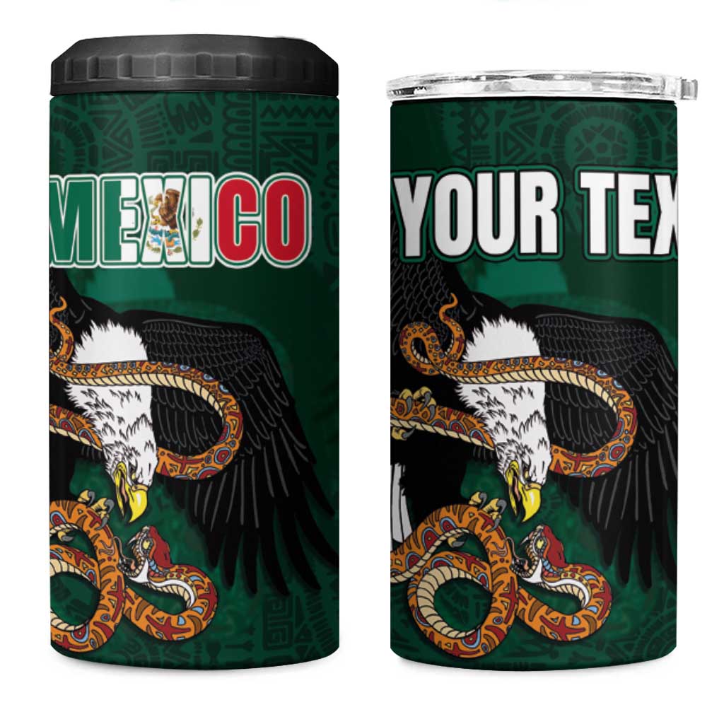 Personalized Mexican Culture 4 in 1 Can Cooler Tumbler Aztec Spirit Mexico with Eagle Emblem and Maya Ancient - Wonder Print Shop