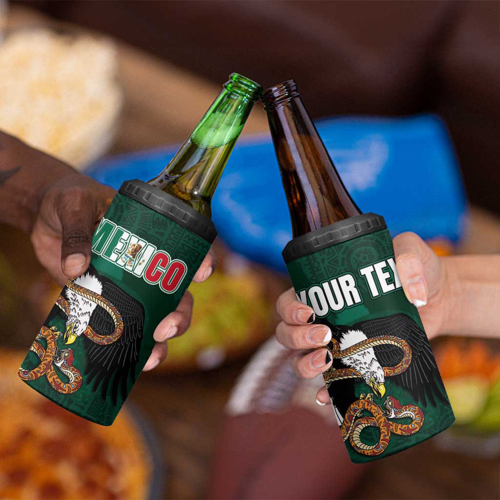 Personalized Mexican Culture 4 in 1 Can Cooler Tumbler Aztec Spirit Mexico with Eagle Emblem and Maya Ancient - Wonder Print Shop