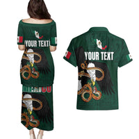 Personalized Mexican Culture Couples Matching Puletasi and Hawaiian Shirt Aztec Spirit Mexico with Eagle Emblem and Maya Ancient - Wonder Print Shop