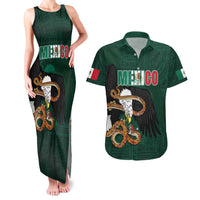 Personalized Mexican Culture Couples Matching Tank Maxi Dress and Hawaiian Shirt Aztec Spirit Mexico with Eagle Emblem and Maya Ancient - Wonder Print Shop