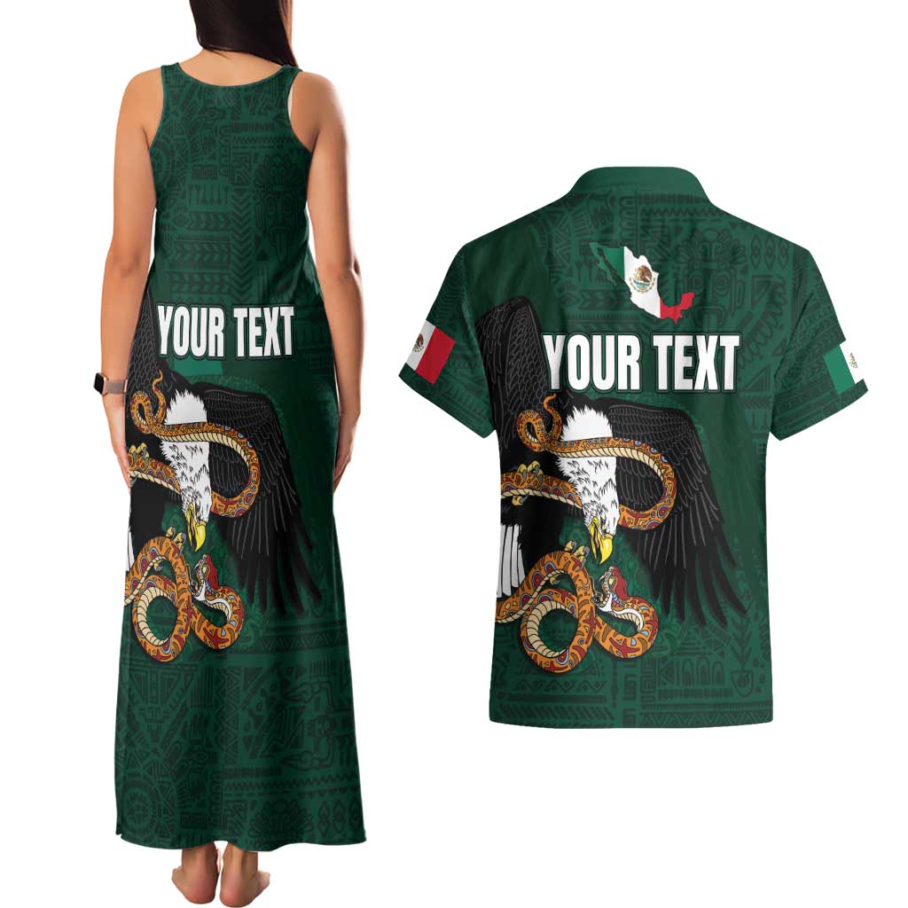 Personalized Mexican Culture Couples Matching Tank Maxi Dress and Hawaiian Shirt Aztec Spirit Mexico with Eagle Emblem and Maya Ancient - Wonder Print Shop