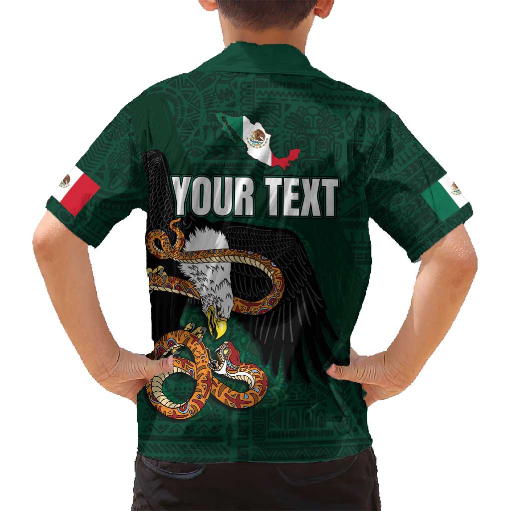 Personalized Mexican Culture Family Matching Off Shoulder Maxi Dress and Hawaiian Shirt Aztec Spirit Mexico with Eagle Emblem and Maya Ancient - Wonder Print Shop