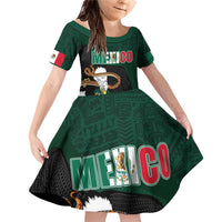 Personalized Mexican Culture Family Matching Off Shoulder Short Dress and Hawaiian Shirt Aztec Spirit Mexico with Eagle Emblem and Maya Ancient - Wonder Print Shop