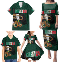 Personalized Mexican Culture Family Matching Puletasi and Hawaiian Shirt Aztec Spirit Mexico with Eagle Emblem and Maya Ancient - Wonder Print Shop