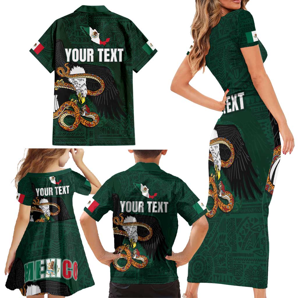 Personalized Mexican Culture Family Matching Short Sleeve Bodycon Dress and Hawaiian Shirt Aztec Spirit Mexico with Eagle Emblem and Maya Ancient - Wonder Print Shop