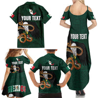Personalized Mexican Culture Family Matching Summer Maxi Dress and Hawaiian Shirt Aztec Spirit Mexico with Eagle Emblem and Maya Ancient - Wonder Print Shop