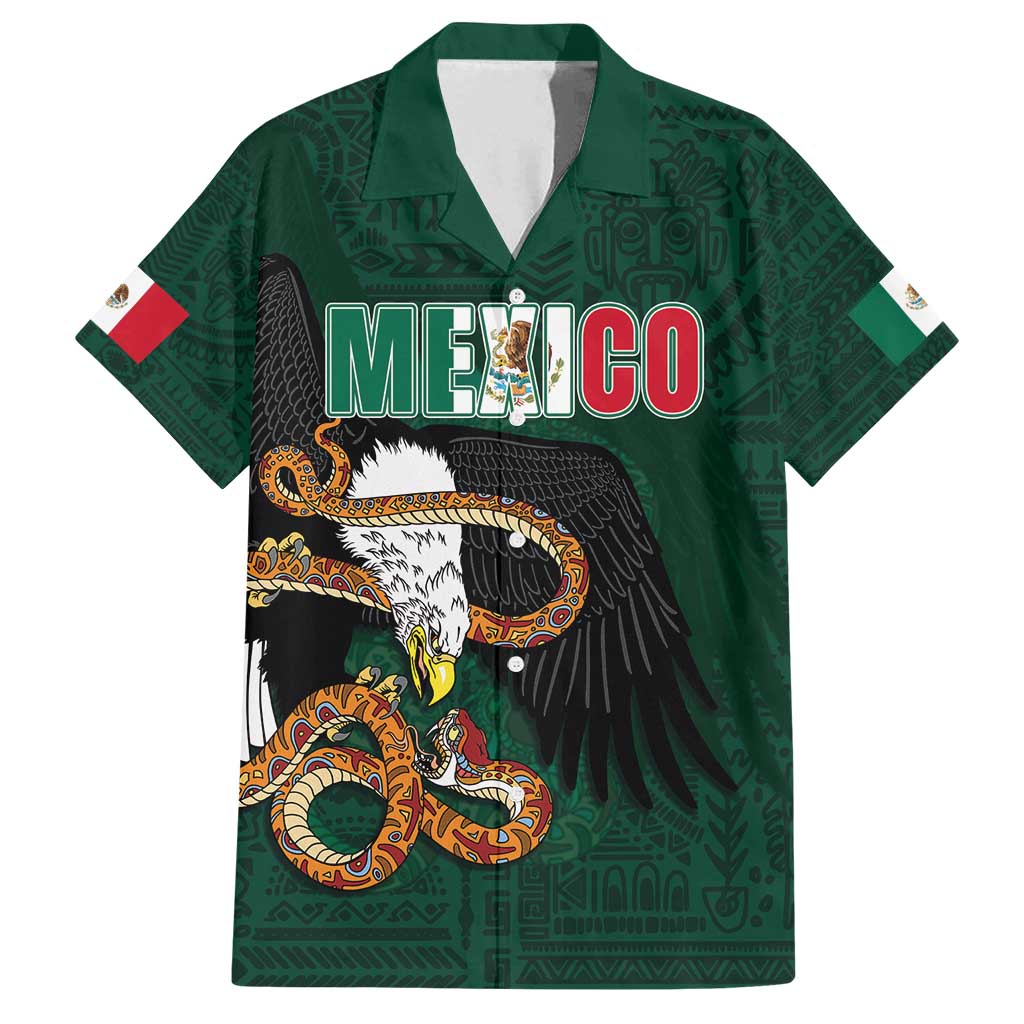 Personalized Mexican Culture Family Matching Summer Maxi Dress and Hawaiian Shirt Aztec Spirit Mexico with Eagle Emblem and Maya Ancient - Wonder Print Shop