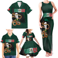 Personalized Mexican Culture Family Matching Tank Maxi Dress and Hawaiian Shirt Aztec Spirit Mexico with Eagle Emblem and Maya Ancient - Wonder Print Shop