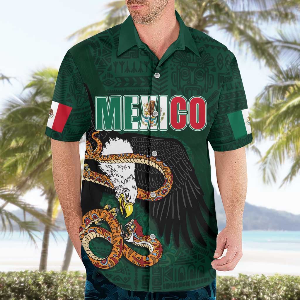 Personalized Mexican Culture Hawaiian Shirt Aztec Spirit Mexico with Eagle Emblem and Maya Ancient - Wonder Print Shop
